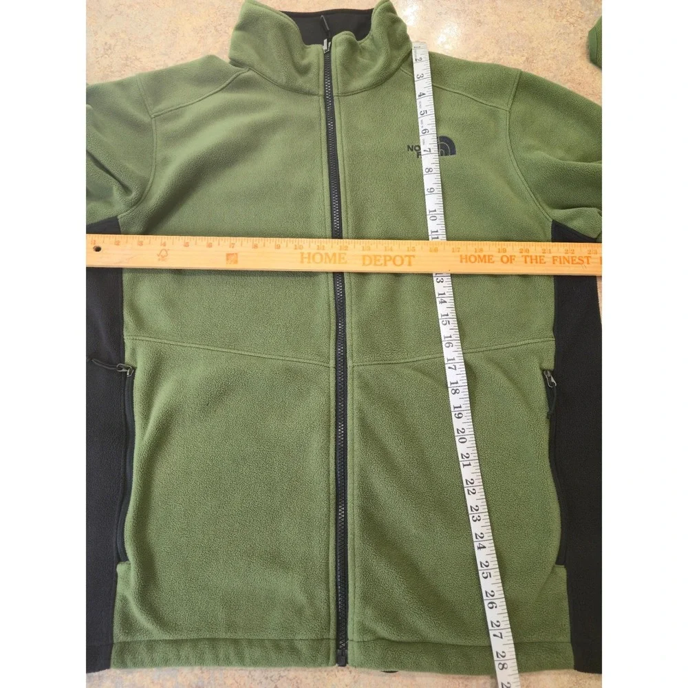 The North Face Mens Full Zip Fleece Jacket Olive Green Black A7SP FW14 Large